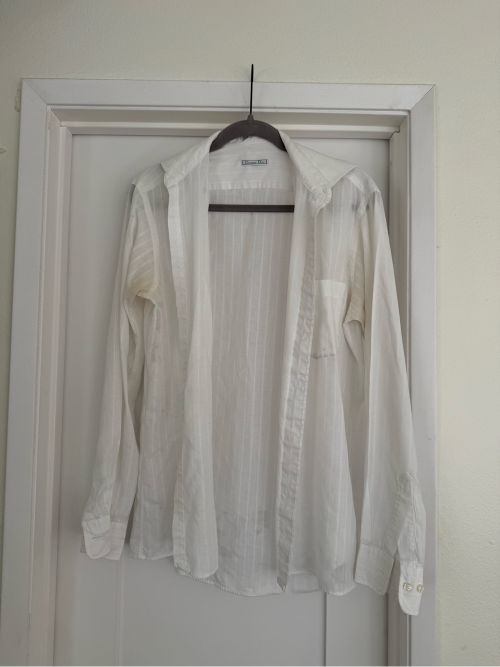 Dior White Sheer Button-Up Shirt